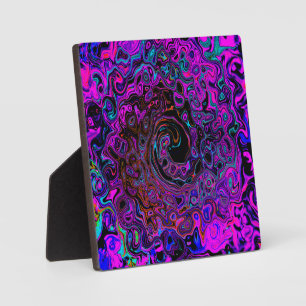 Trippy Black und Magenta Retro Liquid Swirl Fotoplatte
