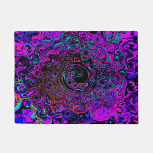 Trippy Black und Magenta Retro Liquid Swirl Fußmatte