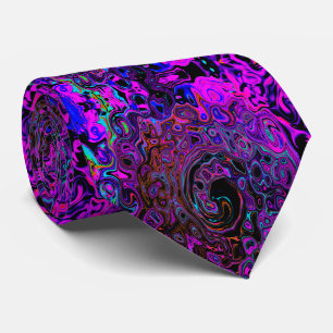 Trippy Black und Magenta Retro Liquid Swirl Krawatte