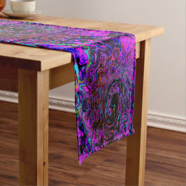 Trippy Black und Magenta Retro Liquid Swirl Kurzer Tischläufer