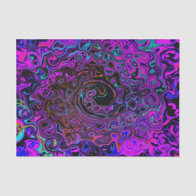 Trippy Black und Magenta Retro Liquid Swirl Seidenpapier (Vorderseite)