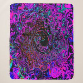 Trippy Black und Magenta Retro Liquid Swirl Sherpadecke