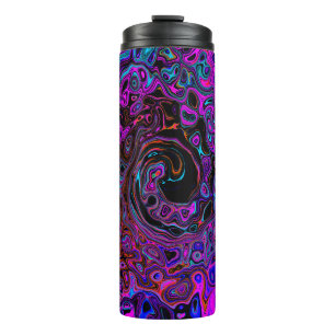 Trippy Black und Magenta Retro Liquid Swirl Thermosbecher