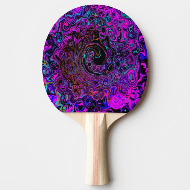 Trippy Black und Magenta Retro Liquid Swirl Tischtennis Schläger (Vorderseite)