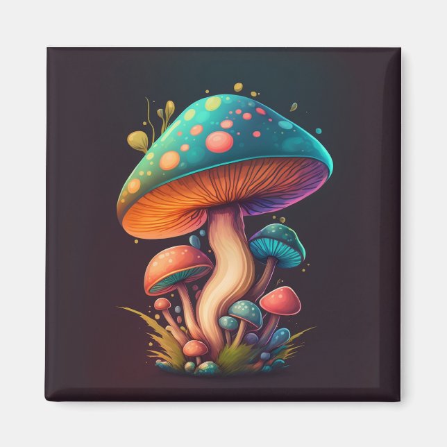 Trippy Blue Amanita Muscaria Flexible Foto Magnet (Vorne)