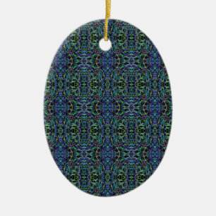Trippy Blue Green Quilt Geometric Keramikornament
