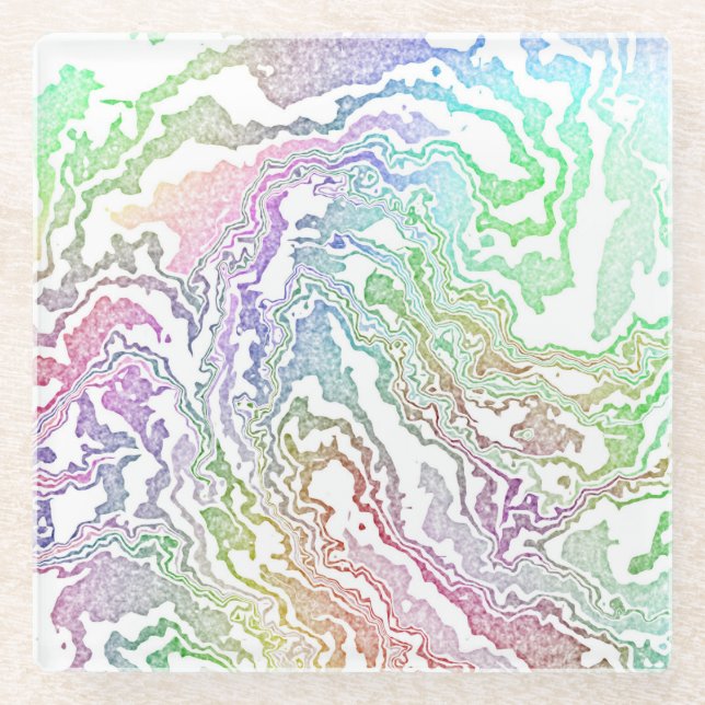 Trippy Boho Marble Abstrakt Glasuntersetzer (Vorderseite)