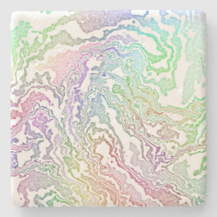 Trippy Boho Marmoriert Farbige Regenbogen Abstrakt Steinuntersetzer