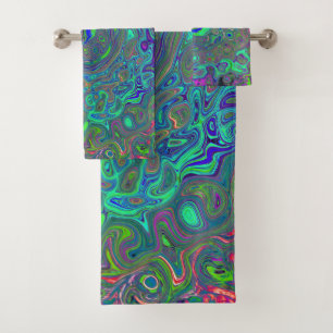 Trippy Chartreuse et Blue Retro Liquid Swirl