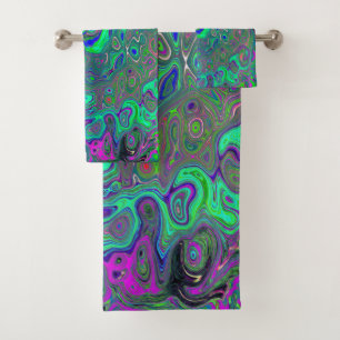 Trippy Chartreuse et Blue Retro Liquid Swirl