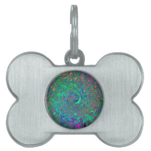 Trippy Chartreuse und Blau Retro Flüssigkeit Wirbe Tiermarke