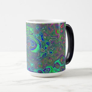 Trippy Chartreuse und Blau Retro Flüssigkeit Wirbe Verwandlungstasse