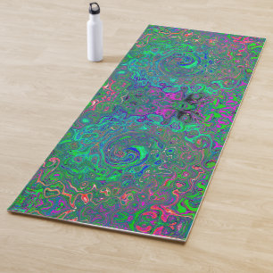 Trippy Chartreuse und Blau Retro Flüssigkeit Wirbe Yogamatte