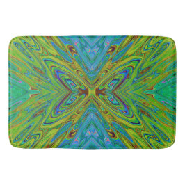 Trippy Chartreuse und Blue Abstrakt Butterfly Badematte