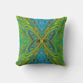 Trippy Chartreuse und Blue Abstrakt Butterfly Kissen
