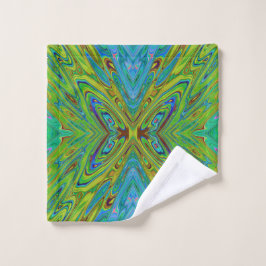 Trippy Chartreuse und Blue Abstrakt Butterfly Waschlappen