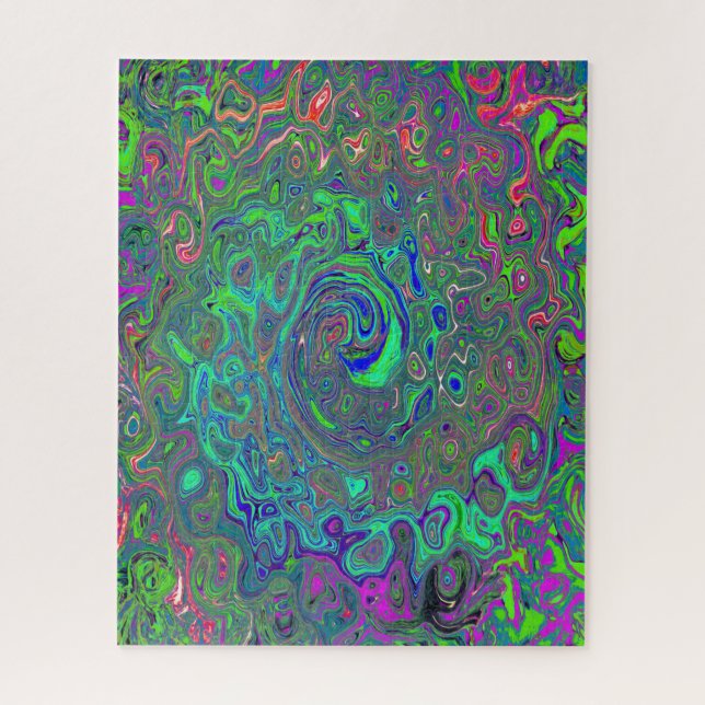 Trippy Chartreuse und Blue Retro Liquid Swirl (Vertikal)