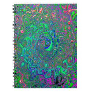 Trippy Chartreuse und Blue Retro Liquid Swirl Notizblock
