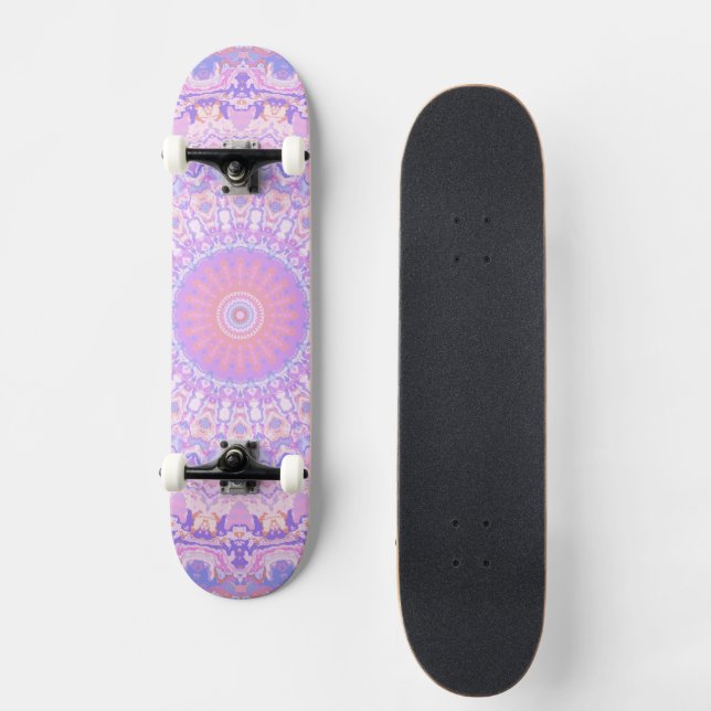 Trippy Colorful Intricate Boho Hippie Mandala Skateboard (Vorderseite)