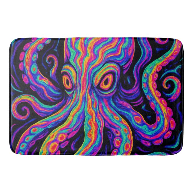 Trippy Colorful Octopus Badematte (Vorderseite)