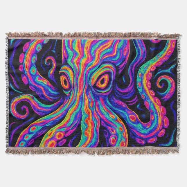 Trippy Colorful Octopus Decke (Vorderseite)