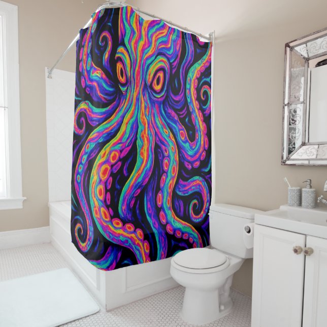Trippy Colorful Octopus Duschvorhang (Beispiel)