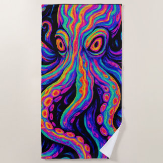 Trippy Colorful Octopus Strandtuch