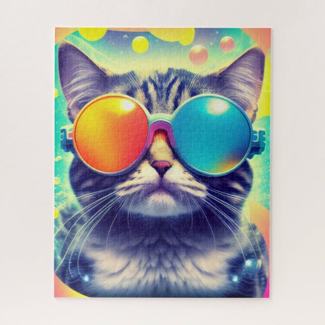Trippy Cool Psychedelic Acid Trip Cat (Vertikal)