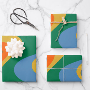 Trippy Dream Retro Abstraktes mehrfarbiges Muster Geschenkpapier Set