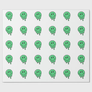 Trippy Dripping Grüne Schmelzende Smiley-Gesicht-Ä Geschenkpapier