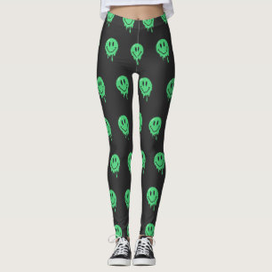 Trippy Dripping Grüne Schmelzende Smiley-Gesicht-Ä Leggings