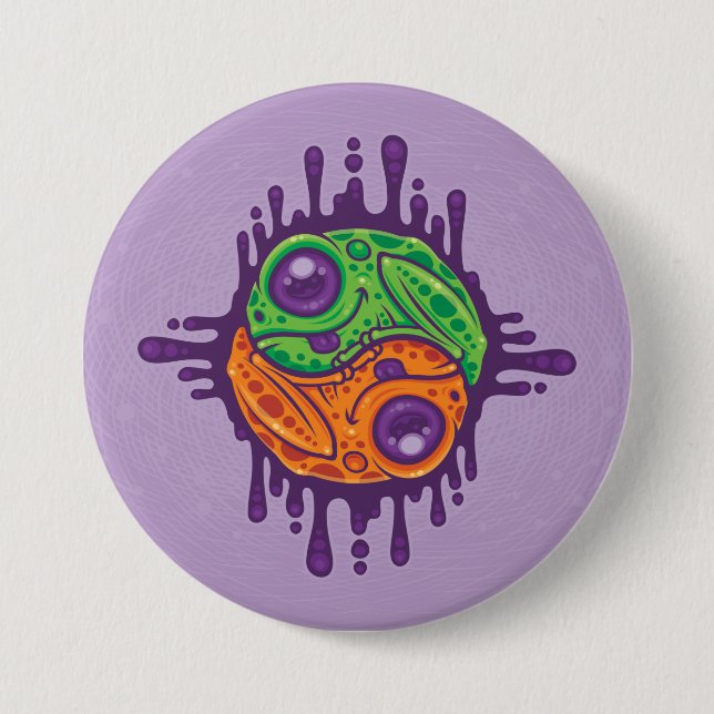 Trippy Drippy Frog Yin Yang Button (Vorderseite)