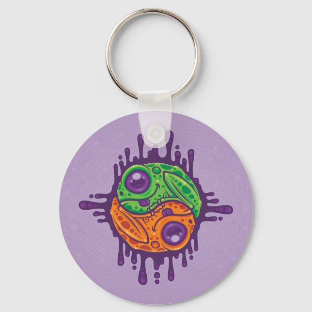 Trippy Drippy Frog Yin Yang Schlüsselanhänger (Vorderseite)