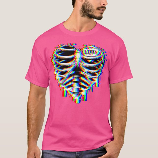 Trippy Edm House Music Lover Rave Herzform Vale T-Shirt (Vorderseite)