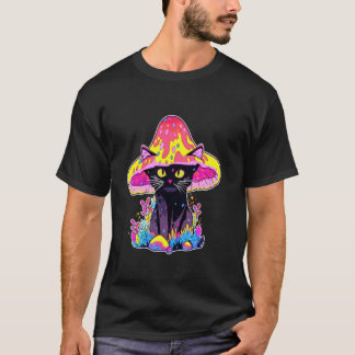 Trippy EDM Rave Niedlich Psychedelic Cat Mushroom  T-Shirt