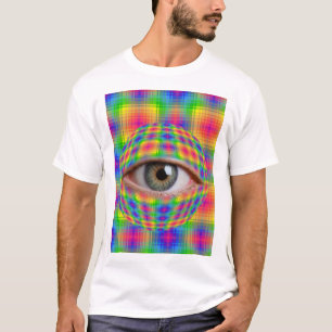 Trippy-Eugapfelkunst Surrealer Regenbogen-Karopa T-Shirt