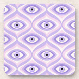 Trippy eye pattern pastel purple pink retro getränkeuntersetzer