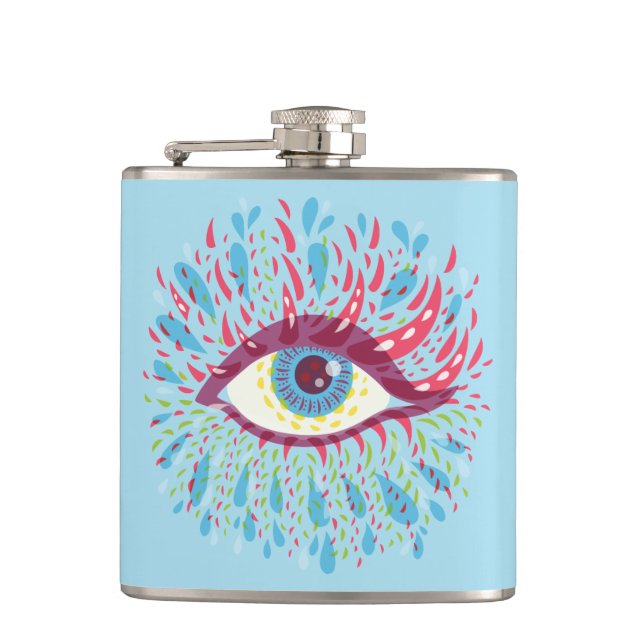 Trippy Eye Psychedelic Art Flachmann (Vorderseite)