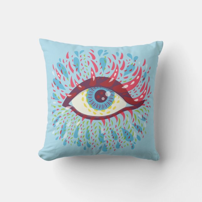 Trippy Eye Psychedelic Art Kissen (Vorderseite)
