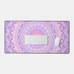 Trippy-farbige, komplizierte Boho-Hippie-Mandala Schreibtischunterlage