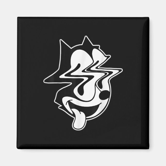 Trippy Felix Cat Blackwork Magnet (Vorne)
