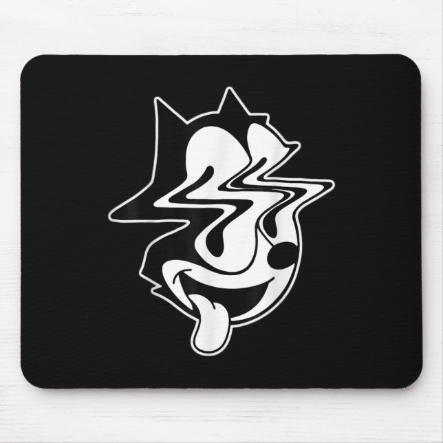 Trippy Felix Cat Blackwork Mousepad (Vorne)