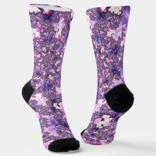 Trippy Funky Boho Groovy Pastel Spiral Fraktal Art Socken