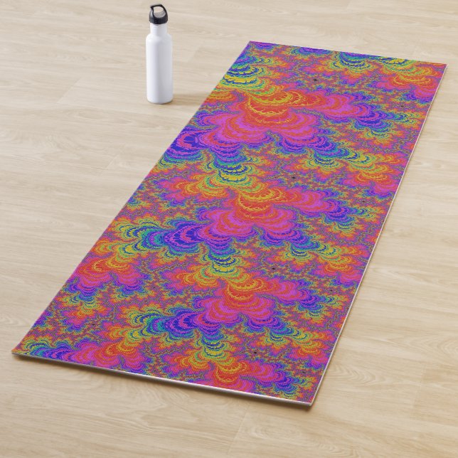 Trippy Funky Bold Abstraktes Rainbow-Fraktal Yogamatte (Beispiel)