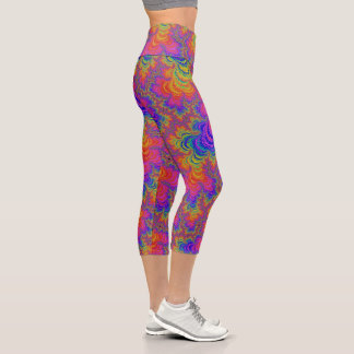 Trippy Funky Knallig Lebendig Regenbogen Abstrakt Capri Leggings