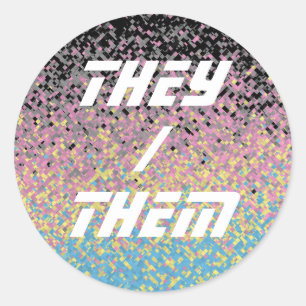Trippy Funky pixated Polygender Prilag Runder Aufkleber
