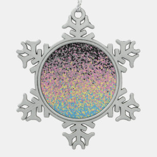 Trippy Funky Pixelated Polygender-Stolzflagge Schneeflocken Zinn-Ornament