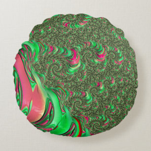 Trippy Funky psychedelische groovy Spiral-Fraktal- Rundes Kissen