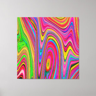 Trippy Gelb, Rot und Blau Abstrakte Groovy Kunst Leinwanddruck