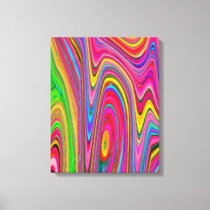 Trippy Gelb, Rot und Blau Abstrakte Groovy Kunst Leinwanddruck
